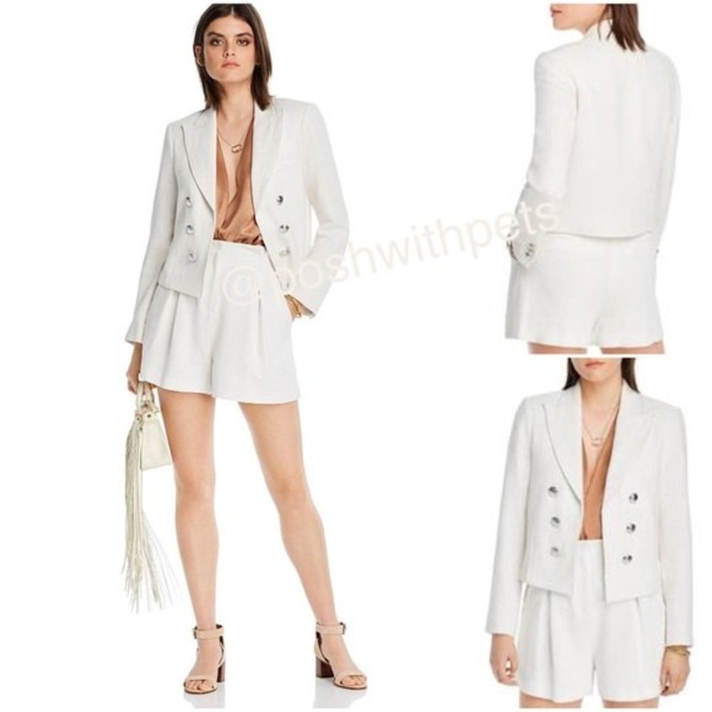Lini NWT Ella Double Breasted Open Blazer Long Sleeve Front Pocket White 10 New